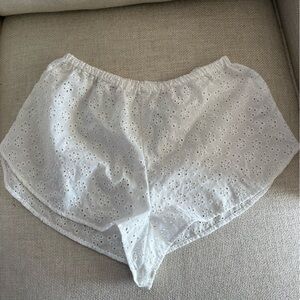 Reformation White Eyelet Cotton Lounge Shorts